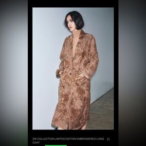 NWT!! Zara ZW Collection Limited Edition Embroidered Coat Size S